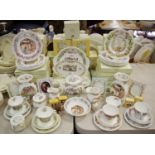 Bramley Hedge table china including tea pot, milk jug, wall plates, oval tray, vases, cups and