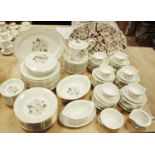 A Noritake/RC white wild rose pattern dinner and tea service comprising meat dish, tureen & cover,