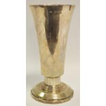 A silver Ceremonial Beaker, trumpet reservoir, faceted column, stepped foot, Goldsmiths &