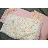 Textiles - vintage Scottish floral comfy quilt; floral eiderdown cover, rosebuds