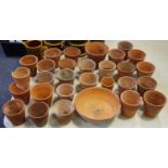 Vintage gardening -mixed sized terracotta plant pots, tapering bodies, approximately 30