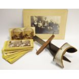 An early 20th century stereoscopic viewer, assorted cards inc American interest, Hampshire,