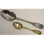 A Victorian silver fiddle back serving spoon, Robert Williams & Sons, Exeter, 1846 62.9g; a