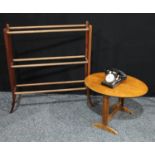 A mahogany towel rail; a French dial up telephone; an oak folding table(3)