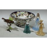 Royal Doulton The Gemstones Collection March Aquamarine figurine, unboxed; Coalport Debutante of the