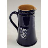 A Lovatt's Langley blue glazed jug, B.S.A Shooting Cup crest, printed mark to base, 20cm high