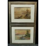 Edith A Stock (1880-1929), a pair, On Derwentwater & On Thirlmere, signed. watercolours, 23cm x