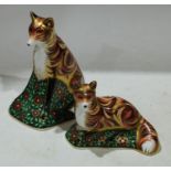 A Royal Crown Derby Vixen paperweight, gold stopper, unboxed and a Fox Cub paperweight, gold