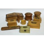 Treen, Mauchline Ware, mostly Manx related, including a cylindrical string box and cover with