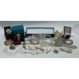 Costume and Fashion Jewellery - bracelets, necklaces, a watch, a grouse claw brooch, other brooches,