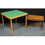 A mahogany coffee table; a baize lined card table, folding legs (2)