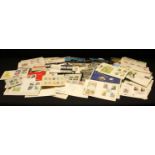 Small box mostly GB material from 1980s-1990s, packs, FDCs mint stamps, mint material also