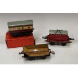Hornby O Gauge tinplate No.31 coach brake/second, boxed; rotary tipping wagon ?Trinidad Lake