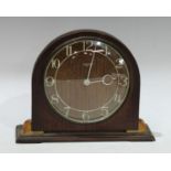 A Smith's oak mid twentieth century eight-day mantel timepiece, Arabic numerals, 17cm high