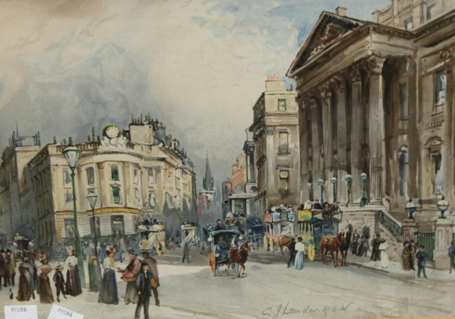 C J Lauder, after, A Pair, The Mansion House and Picadilly Circus, lithographs, approx. 24cm x 33cm, - Image 3 of 4