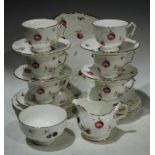 An Aynsley Florida pattern tea set for six, milk and sugar, bread and butter plate
