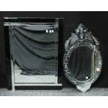 An Art Deco style wall mirror; a Venetian style wall mirror (2)