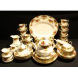 Royal Albert Old Country Roses part tea set and dinner service, comprising teapot, six cups,