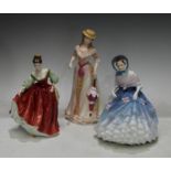 Royal Doulton HN2832 Fair Lady (red), boxed; HN3368 Alice, boxed (seconds quality); HN5321 Pretty