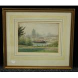 Leonard Ormonde River Scene watercolour, label to verso