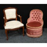 A reproduction arm chair; another chair.(2)