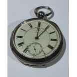 A silver fusee pocket watch, London 1879