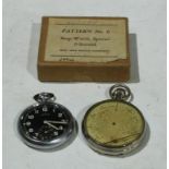 A rare German military DH Orator pocket watch, black dial with luminous Arabic numerals, numbered