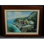 ** Burney, A Tuscan Coastal Fishing Village, signed, oil on canvas, Galleria D'Arte Toscana, Dipinto