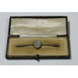 A 9ct gold large opal bar brooch