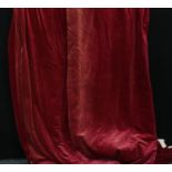 Textiles - a pair of cotton velvet red curtains