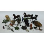 A collection of lead and other miniature animals, etc