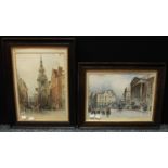 C J Lauder, after, A Pair, The Mansion House and Picadilly Circus, lithographs, approx. 24cm x 33cm,