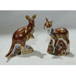 A Royal Crown Derby The Australian Collection Kangaroo (1st); a Royal Crown Derby Fawn (1st)