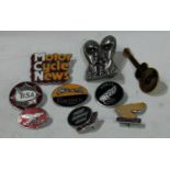 Badges - Honda, Suzuki, BSA, Pink Floyd, Motor Cycle News, Panther; etc