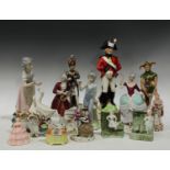 Ceramics - a pair of Royal Dux porcelain figures, Guitarist and dancer, pink triangle marks, 22cm