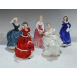 Royal Doulton Ladies - Pauline, HN3643, First Bloom, HN3913, Lucy, HN3653, Alexandra, HN3292 and