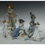 Two Royal Doulton figures, Almost Grown, HN3425; others, Wisdom, HN4083; Sentiments, HN3390; Royal