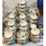 A Royal Cauldon Victoria pattern tea service inc teapot, cream jug, sugar bowl, soup bowls and