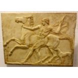 A British Museum resin composition replica of 'A relief of a Youth and a Horse which was found in