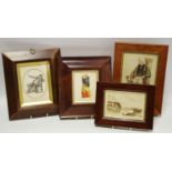 English School (19th century) The Old Squire watercolour, 18cm x 12cm, burr maple frame; another,