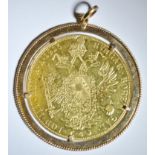 An Austrian 1915 gold 4 Ducat coin mounted in an 18ct gold pendant 21.3g gross