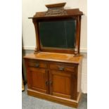 A mahogany mirror back sideboard, two short drawers over cupboard doors to base, 177.5cm high, 107cm