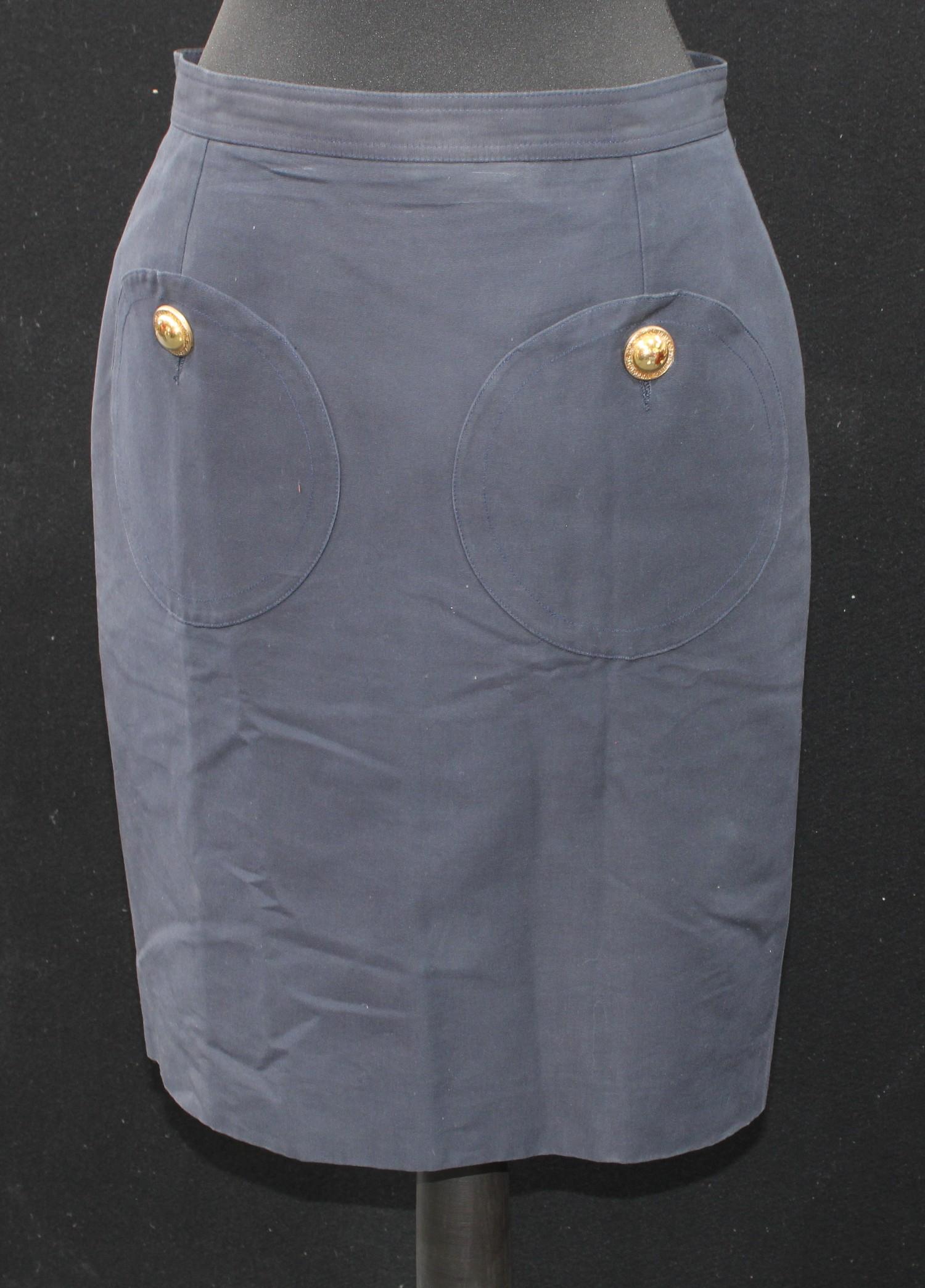 Luxury Fashion - a vintage Valentino lady's blue skirt, size 12, labelled