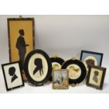 English School, a silhouette, of a young boy, 9cm x 6.5cm; others, various; etc