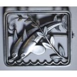 A Georg Jensen silver brooch designed by Arno Malinowski, model No. 251, 1933-1944, rectangular,