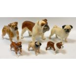 Beswick figures - Champion Basford British Mascot; Champion Cutmil Cupid; Bosun; Brindled Boxer;