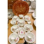 Royal crown derby Posies pattern six setting tea service, others; breakfast cup and saucer boat