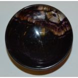 A Derbyshire Blue John circular footed bowl 6cms diam.