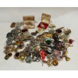 Costume Jewellery - brooches, assorted floral, set with glass, on base metal, various; several