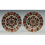 A Pair of Royal Crown Derby 1128 pattern dinner plates, 27cm diameter, printed marks in red
